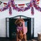 4 Pack 6.6 ft Red White Blue Patriotic Tinsel Garland with American Flags, Metallic Foil Fringe Banner Streamers for 4th of July
